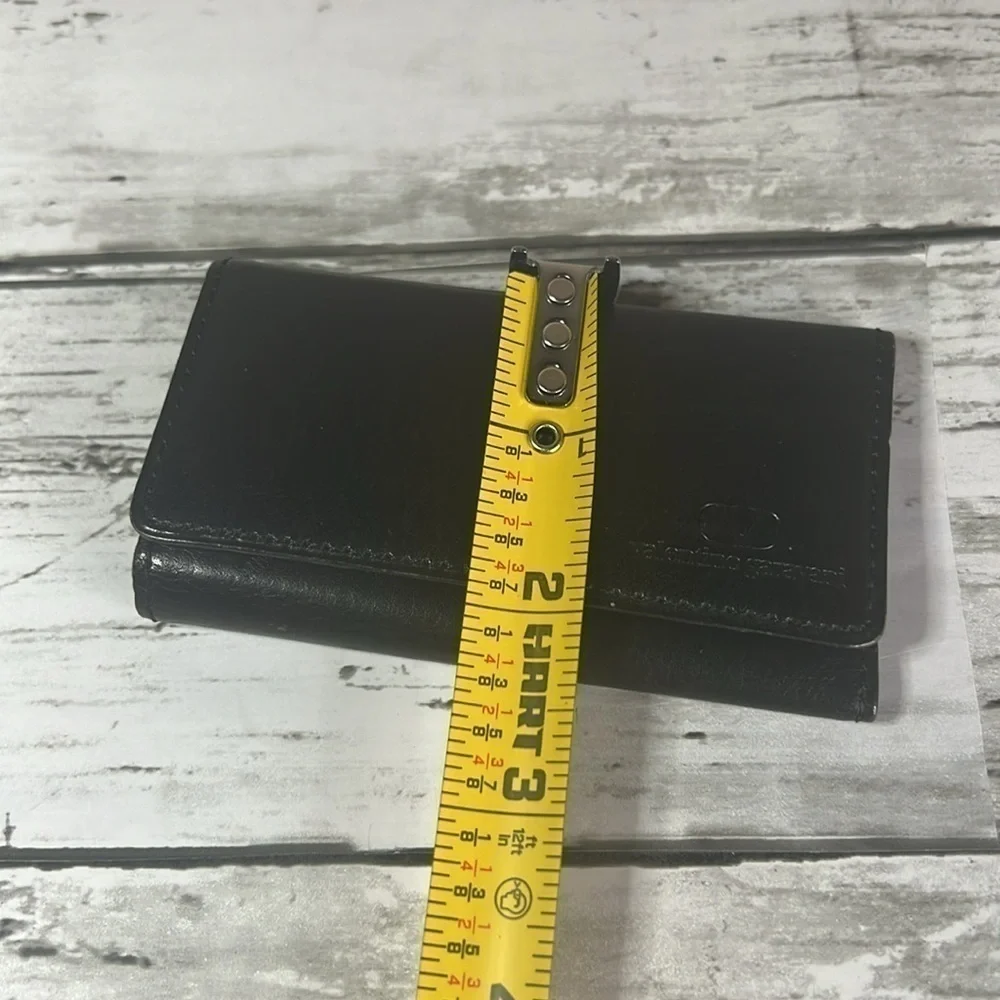 Valentino Garavani Black Leather Key Holder Wallet Case